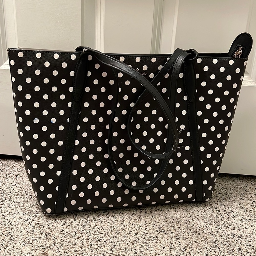 Black and white polka dot Kate Spade purse